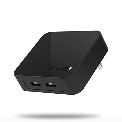 Nekmit Dual Port USB C Wall Charger, 40W PD Fast Charging USB C Wall Plug Adapter, Flat Thin Slim Charger Block for iPhone 17/17 Pro/17 Pro Max, Galaxy, MacBook Air, iPad, AirPods and More - color: Black