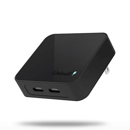 Nekmit Dual Port USB C Wall Charger, 40W PD Fast Charging USB C Wall Plug Adapter, Flat Thin Slim Charger Block for iPhone 17/17 Pro/17 Pro Max, Galaxy, MacBook Air, iPad, AirPods and More - color: Black
