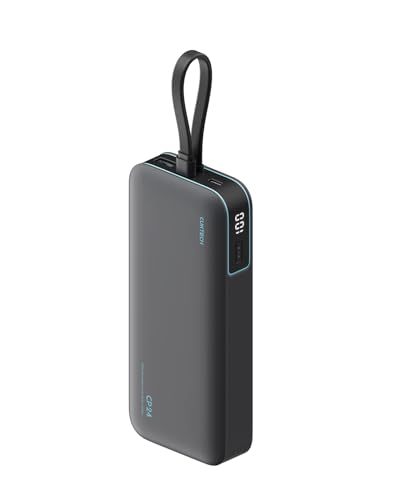 CUKTECH 20000mAh Portable Charger, 40W Power Bank, Built-in USB-C Cable - color: LPB200N-Gray
