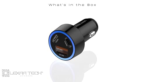 USB C Car Charger Fast Charging - LEXAA TECH 58W USB Car Charger Adapter Dual Port PD&QC 3.0 Compatible with iPhone 16 15 14 13 12 Pro Max X XR XS Samsung Galaxy Note 20/10 S24/S23/22/21 Google