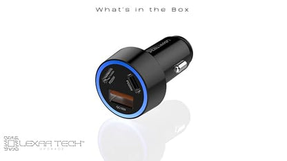 USB C Car Charger Fast Charging - LEXAA TECH 58W USB Car Charger Adapter Dual Port PD&QC 3.0 Compatible with iPhone 16 15 14 13 12 Pro Max X XR XS Samsung Galaxy Note 20/10 S24/S23/22/21 Google