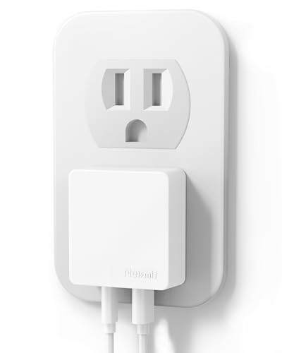 Nekmit Flat USB C Wall Charger, 45W Dual Port PPS Fast USB Charger Block(1*USB-C & 1*USB-A), Slim USB C Wall Plug for iPhone 17/16 and More Series, MacBook Air, iPad - color: White