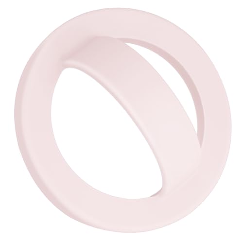 Magnetic Silicone Ring Grip Phone Holder, Rotating Finger Loop Ring Grip Holder, Soft and Portable, Strong Magnetic Attraction, Compatible with Magsafe Phone Case (Light Pink) - color: Light Pink