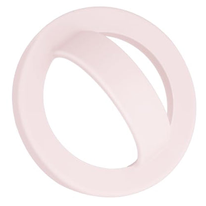 Magnetic Silicone Ring Grip Phone Holder, Rotating Finger Loop Ring Grip Holder, Soft and Portable, Strong Magnetic Attraction, Compatible with Magsafe Phone Case (Light Pink) - color: Light Pink