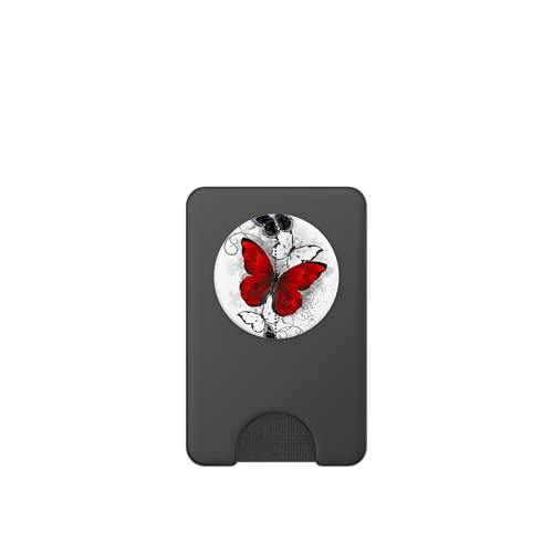 Cute Red Black & White Butterfly Phone Grip with Butterflies PopSockets PopWallet for MagSafe - style: Magnetic PopWallet