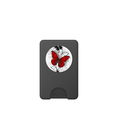 Cute Red Black & White Butterfly Phone Grip with Butterflies PopSockets PopWallet for MagSafe - style: Magnetic PopWallet