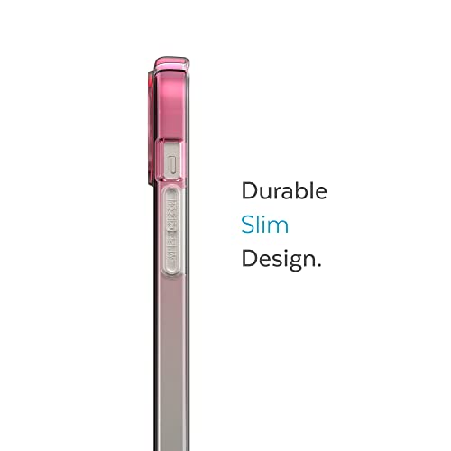 Speck Clear iPhone 14 Plus Case - Drop Protection, Scratch Resistant Dual Layer Slim Phone Case for 6.7" iPhones 14 Plus - Anti-Yellowing & Anti-Fade Case - Ombre Digital Pink Fade/Clear GemShell - color: Digital Pink Fade/Clear