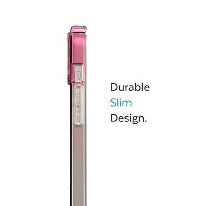 Speck Clear iPhone 14 Plus Case - Drop Protection, Scratch Resistant Dual Layer Slim Phone Case for 6.7" iPhones 14 Plus - Anti-Yellowing & Anti-Fade Case - Ombre Digital Pink Fade/Clear GemShell - color: Digital Pink Fade/Clear