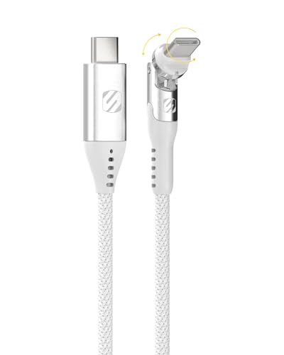 Scosche PowerPivot 60W USB-C to USB-C Cable, 6FT Fast Charging Braided USB C Charger Cord with 360° Rotating & Pivoting Connector Compatible with iPhone 17/16, iPad, Galaxy, MacBook & More, White