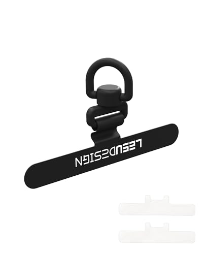 Phone Tether Tab, Slim Metal Phone Lanyard Adapter, 360° Rotating & 90° Folding Ultra-Thin 0.2mm Strap Connector for Wrist & Neck Straps(Black) - color: Black