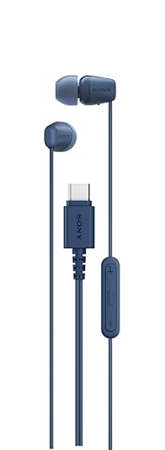 Sony IER-EX15C USB-C Plug, Wired in-Ear Headphones with Mic, Blue - color: Dark Blue (Pack of 1), style: USB-C, Mic