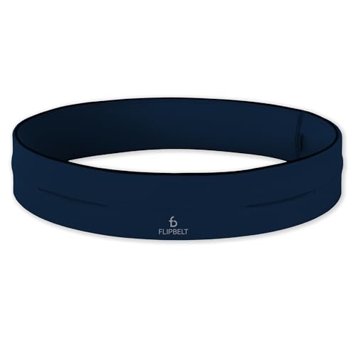 FlipBelt Classic Running Belt, Phone Holder for Running, Money Belt Pouch - color: Midnight Blue, size: Small