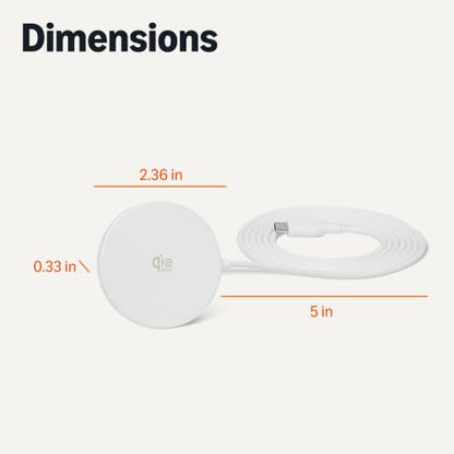 Amazon Basics 25W Qi2.2 Certified Wireless Charging Pad, MagSafe Compatible for iPhone 17/16/15/14/13/12, Magnetic Compatible for Android, Google Smartphones, White (Adapter Not Included) - color: White