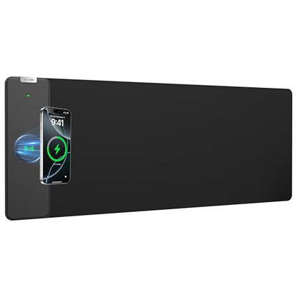 Magnetic Wireless Charging Mouse Pad, 31.5"x11.8" Large Desk Mat - color: Black-31.5"x11.8"-Mag