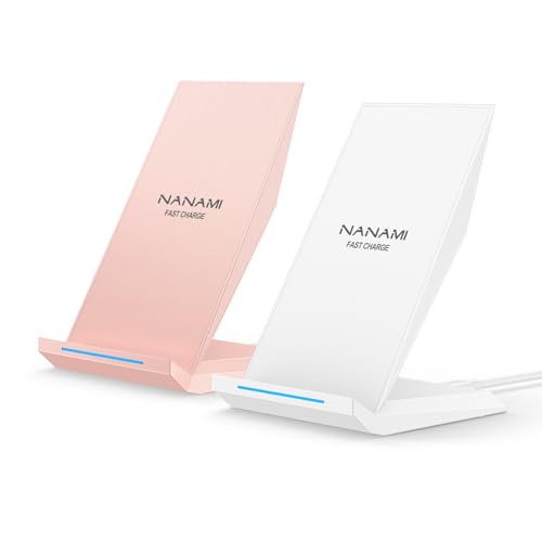 NANAMI Wireless Charger 2 Pack Desktop Fast Wireless Charging Stand - color: White/Pink