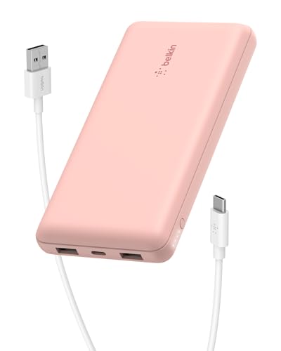 Belkin 20000mAh 15W 3 Port Power Bank, USB A to USB C Cable Included - color: Rose Gold