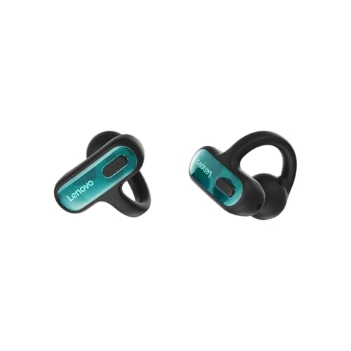 Lenovo Open Ear Clip On Earbuds X500 Bluetooth 6.0 Wireless Earbuds with 11 mm Drivers, Open Ear Ergonomic Design, Dual Device Connectivity, Built in Mic, Fast Charge, Black - color: Black