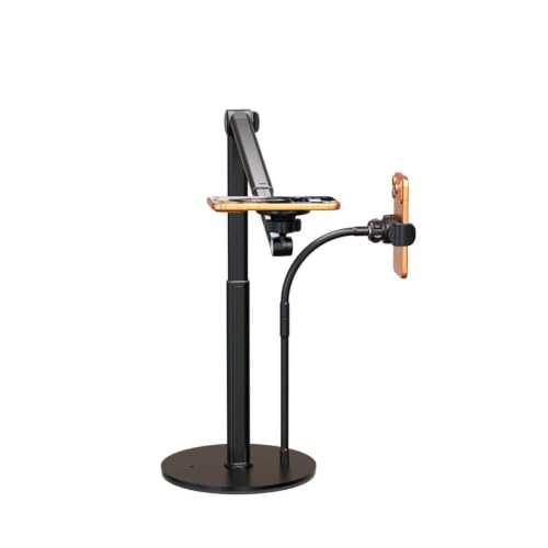 Magnetic Dual Phone Overhead Stand, Telescoping Aluminum Tripod
