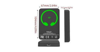 3-in-1 Magnetic Wireless Power Bank 5000mAh, Black - color: black