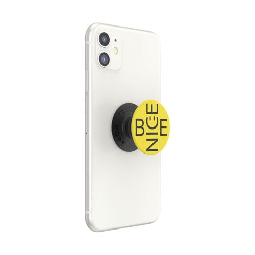 PopSockets Adhesive Phone Grip, Holder, Phone Stand, Yellow - Be Nice - color: Be Nice, style: Adhesive