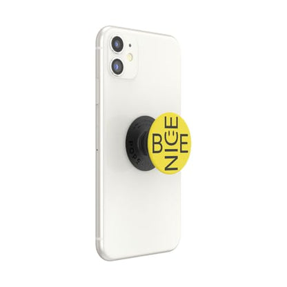 PopSockets Adhesive Phone Grip, Holder, Phone Stand, Yellow - Be Nice - color: Be Nice, style: Adhesive