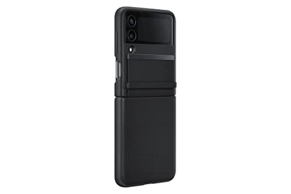 SAMSUNG Galaxy Z Flip4 Flap Leather Cover, Protective, Premium, Luxury Phone Case with Slim Style Design, US Version, Black - color: Black, style: Leather