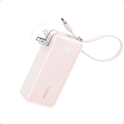 Anker Nano 3-in-1 Portable Charger,10,000mAh 30W Travel Power Bank - color: Pink