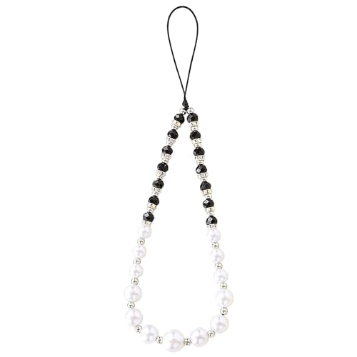 Beaded Phone Charm Lanyard Strap Girly Style Fixed Beads Pearl Lanyards - color: PH-bszz-2