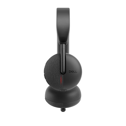 Dell WL3024 Wireless Headset - Leatherette Headband, Built-in AI-Based Noise Cancellation Microphone, Boom mic - Black