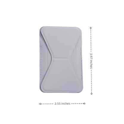 Magnetic Wallet for MagSafe with Stand, RFID Blocking, 2 Card Holder, Slim Leather, Compatible with iPhone 17 16 15 14 13 12 Series - color: Grey small support