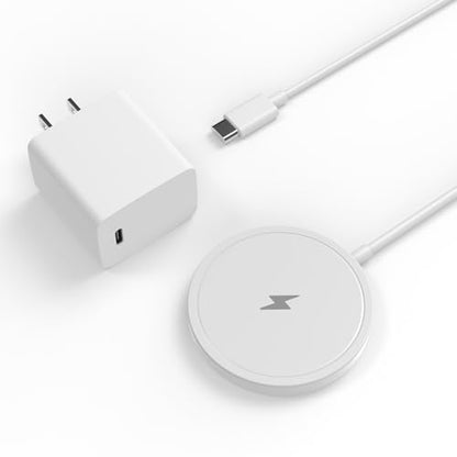 Magnetic Wireless Charger for iPhone 15W Wireless Charger Fast Mag Safe Wireless Charging Stand Pad Compatible for iPhone 17/17 Pro/17 Pro Max/16/15/14/13/Pro with Wall Charger for AC Adapter, White - color: White with Adapter