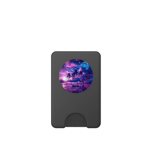 Palm Tree on The Beach at Sunset Tropical Purple PopSockets PopWallet for MagSafe - style: Magnetic PopWallet