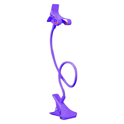 Gooseneck Phone Holder for Bed, Bed Table Phone Mount, Long Lazy Arm Headboard Bedside Bracket Clamp Stand, Easy 360 Adjustment Flexible Cellphone Clip for Home Offices Kitchen Gyms Table, 50cm - color: Purple