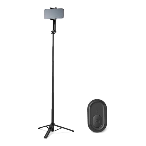 Amazon Basics 36" Portable Selfie Stick Mini Tripod for Phone with Detachable Remote, 360-Degree Rotation, 30-Foot Range, Compatible with iPhone, Samsung, and More, Black - size: 36inch