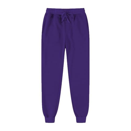 Women Sweatpants Solid Oversized Jogger Style Elastic Drawstring Waist Deep Pocket Soft Stretch Loose Fit Casual Sport Pants - color: Purple, size: Large