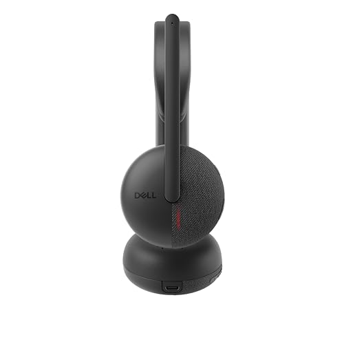 Dell WL3024 Wireless Headset - Leatherette Headband, Built-in AI-Based Noise Cancellation Microphone, Boom mic - Black