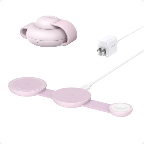 Anker MagGo UFO 3-in-1 MagSafe Compatible Qi2 15W Charging Station - color: Pink Aura