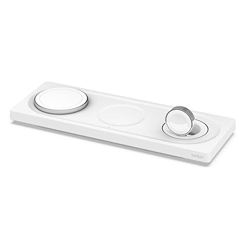 Belkin MagSafe 3 in 1 Wireless Charging Pad, Fast Charger (Renewed) - color: White, style: Certified Refurbished