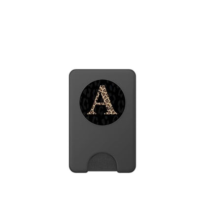 Black Leopard Print Cute Initial Letter A Monogram For Women PopSockets PopWallet for MagSafe - style: Magnetic PopWallet