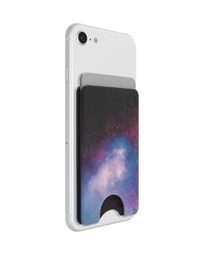 PopSockets Minimalist Slim Phone Wallet, Phone Card Holder, Wireless Charging Compatible, Wallet Without Grip Compatible with MagSafe- BL Galaxy