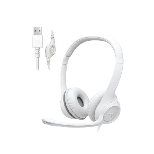 Logitech H390 Wired Headset PC/Laptop Stereo Headphones, USB-A, Off-White - color: Off White, style: USB-A