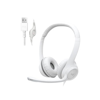 Logitech H390 Wired Headset PC/Laptop Stereo Headphones, USB-A, Off-White - color: Off White, style: USB-A