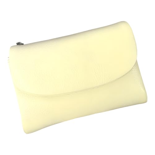 Unisex Pebble Leather Wallet, 5.3In Short Genuine Leather Coin Card Holder, Unisex Clutch Bags, Can Hold Coins, Id Cards - color: Light yellow