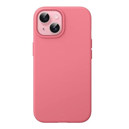 JETech Silicone Case for iPhone 15, Guava | Silky Soft Touch, Shockproof Protection, Scratch Resistant, Microfiber Lining - color: Guava, size: iPhone 15