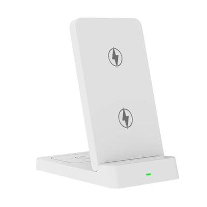 2 in 1 Dual Coil Magnetic Wireless Charger Stand Foldable Desktop Fast Charging Station for iPhone 17 16 15 14 13 12 for Airpods (White)