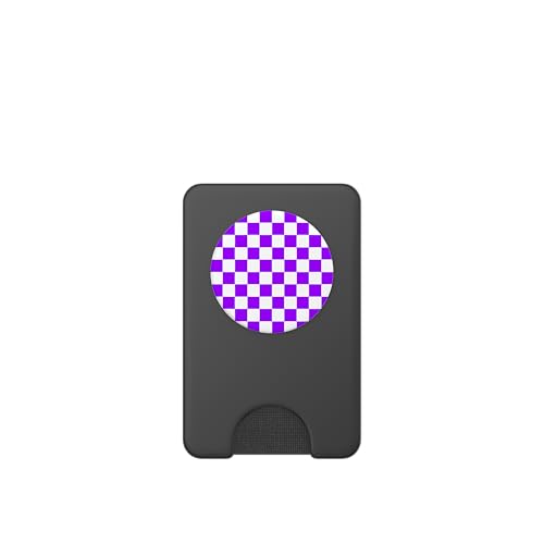 Checkerboard Purple and White | Check Pattern/Checkered PopSockets PopWallet for MagSafe - style: Magnetic PopWallet
