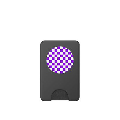 Checkerboard Purple and White | Check Pattern/Checkered PopSockets PopWallet for MagSafe - style: Magnetic PopWallet