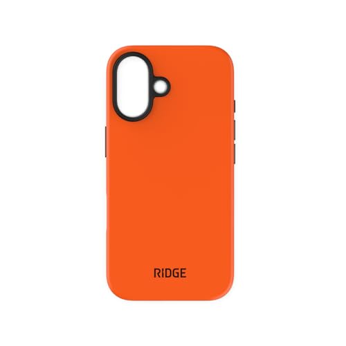 Ridge Case Compatible with iPhone 16 - Compatible with MAGSAFE & Wireless Charging, Aluminum Control Buttons, Dual-Layer Construction, TPU Bumper with Drop Protection (Basecamp Orange) - color: Basecamp Orange, size: iPhone 16