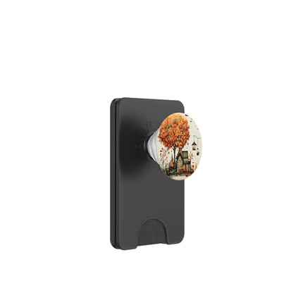 Fall Leaves Autumn Pumpkin Pattern Autumn Color Leaves PopSockets PopWallet for MagSafe - style: Magnetic PopWallet