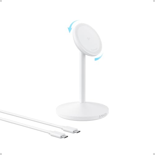 Anker MagSafe Charger, MagGo Qi2 15W 360-Degree Wireless Charger Stand - color: White